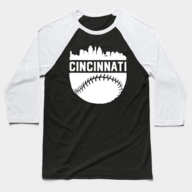 Downtown Cincinnati Ohio Skyline Baseball Baseball T-Shirt by Vigo